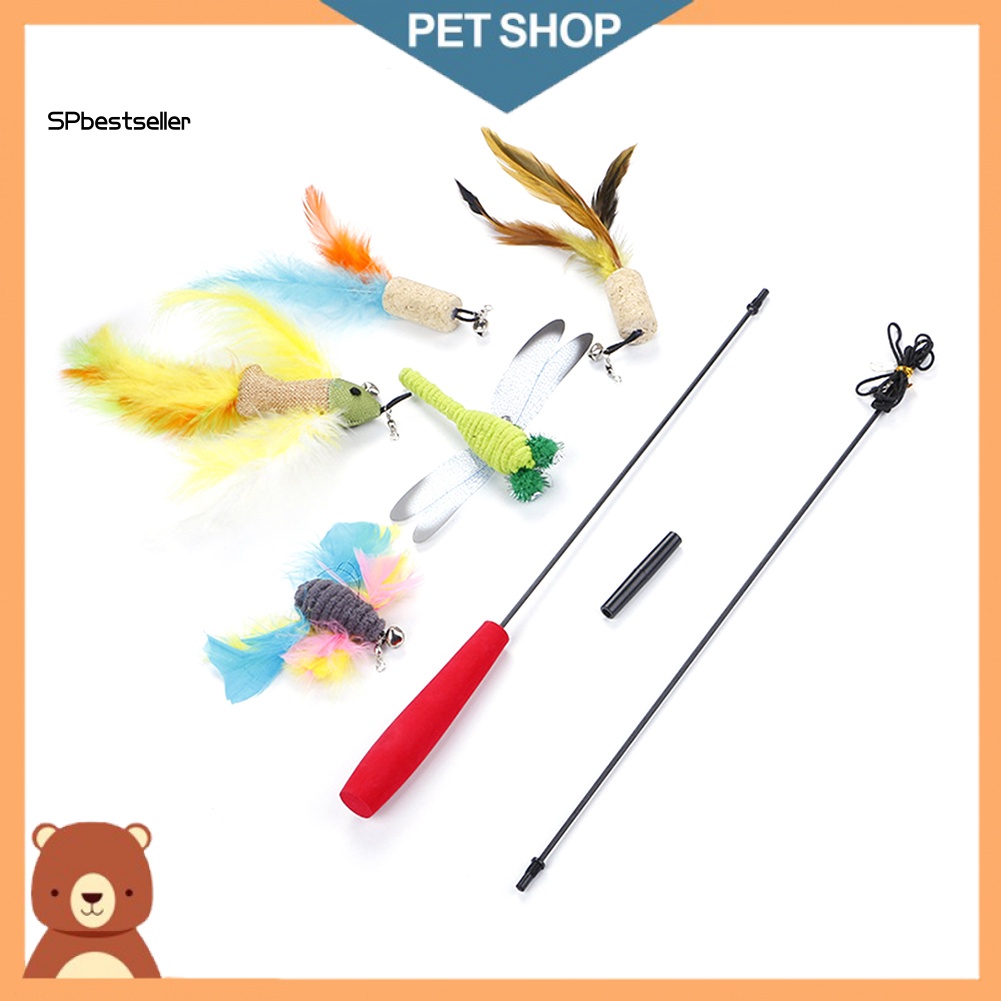 Set 6 Cây Đồ Chơi Gắn Lông Vũ Và Chuông Cho Mèo Cưng