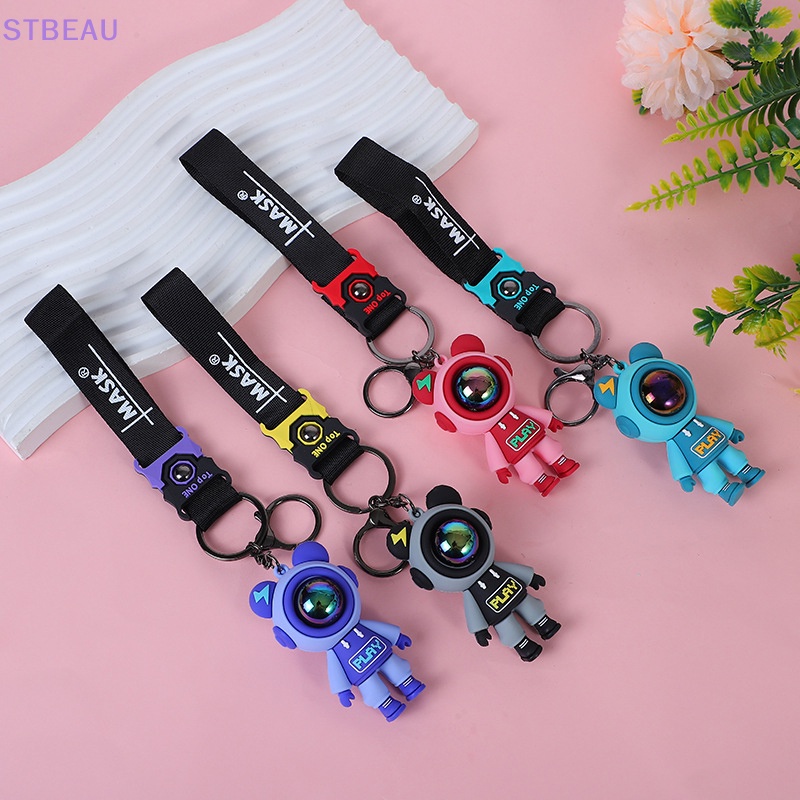 [Cxsteau] Móc Khóa Hình Gấu Bông Phi Hành Gia Hoạt Hình Dễ Thương Trang Trí Túi Xách / Xe Hơi