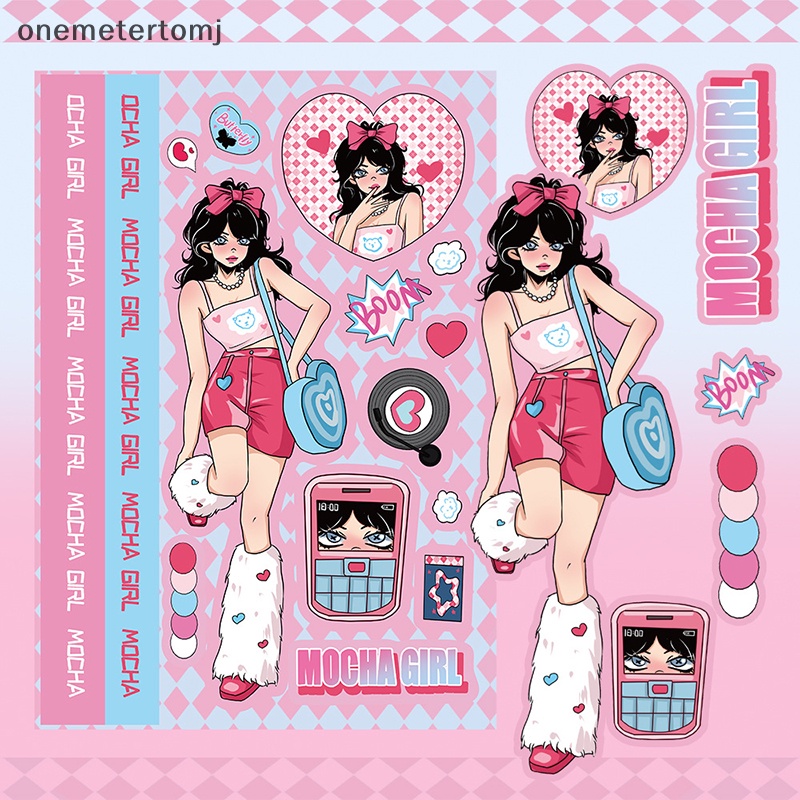 Set 8 Miếng Dán Chống Nước Hình Cô Gái Mocha Graffiti Trang Trí Laptop / Sổ Tay / Hành Lý / Điện Thoại