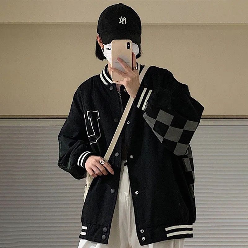 Áo Khoác Bóng Chày Sọc Ca Rô Phong Cách Hàn Quốc Thời Trang Thu Xuân Dành Cho Nữ