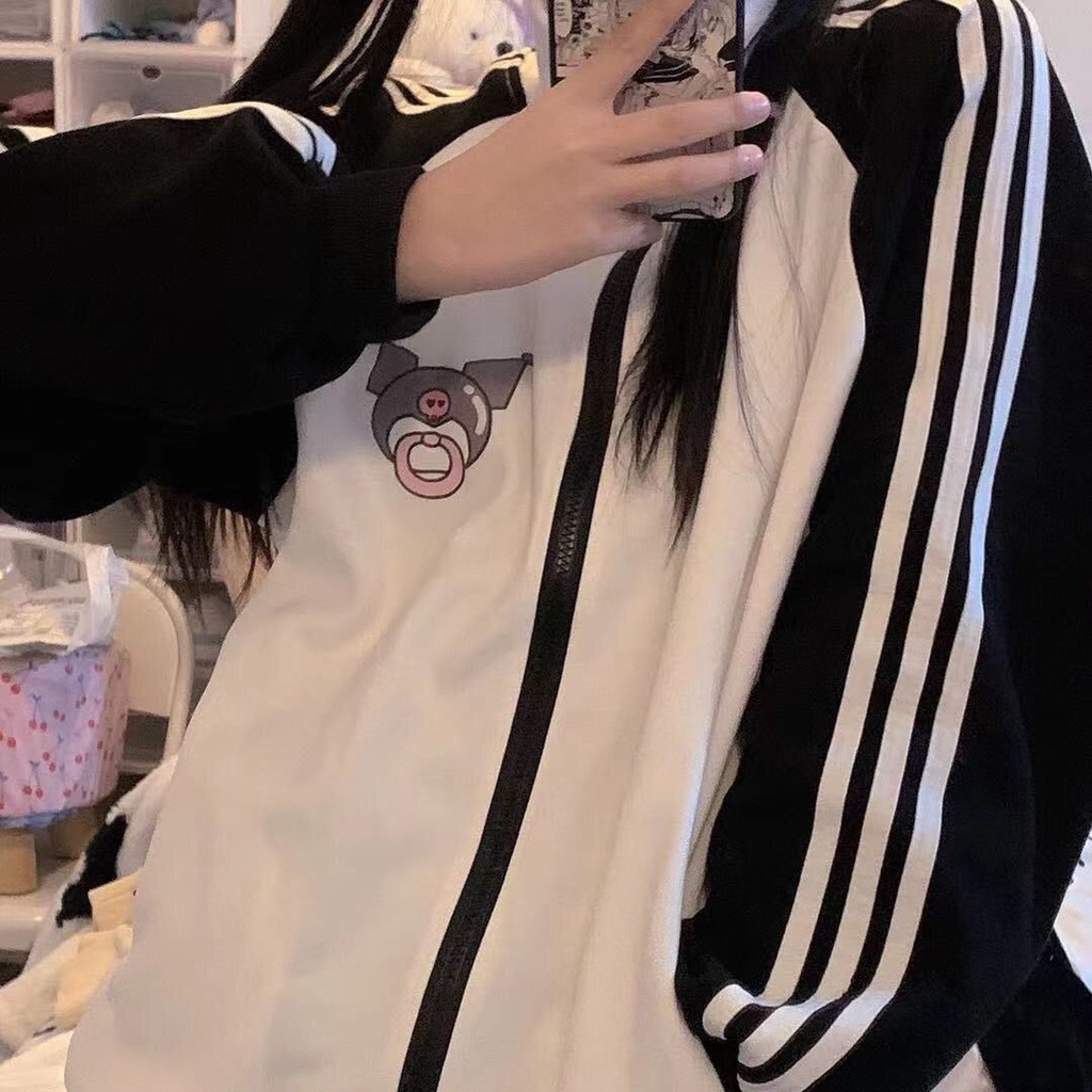 Áo Khoác Bóng Chày Phối Khóa Kéo Kiểu Nhật Bản Dễ Thương Thời Trang Xuân Thu Cho Nữ