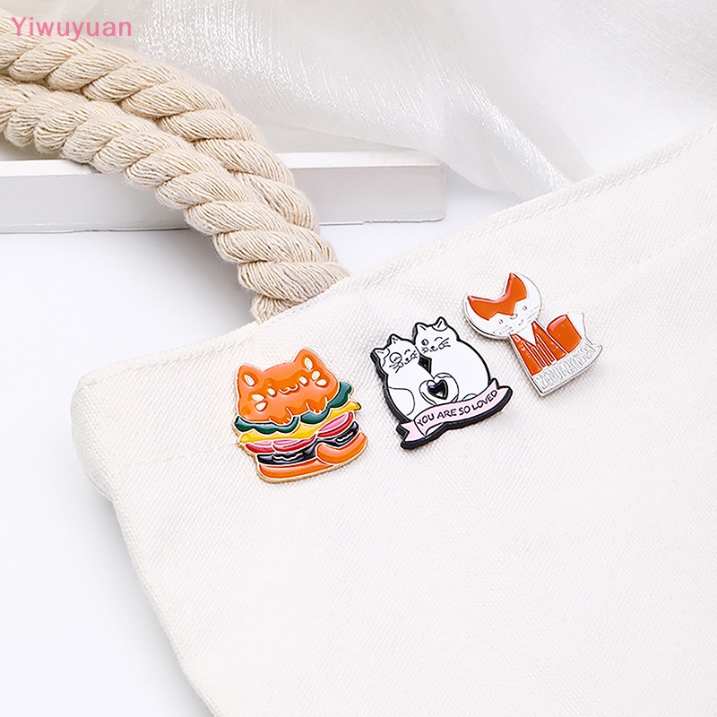 < Yiwuyuan > Ghim Cài Áo Họa Tiết Hoạt Hình Động Vật / Hamburger Tráng Men Cho Bé Trai / Bé Gái Mới