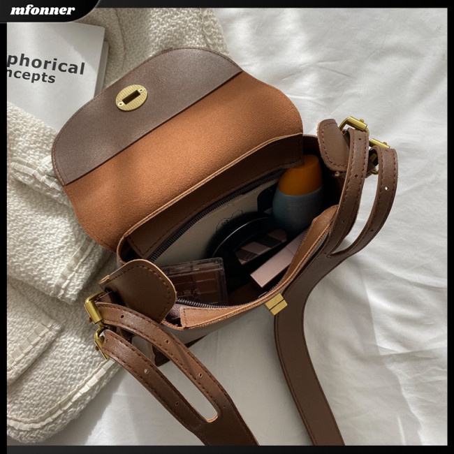 Túi Đeo Chéo Vai Bằng Da Pu Màu Trơn Chống Nước Thoáng Khí Dành Cho Nữ