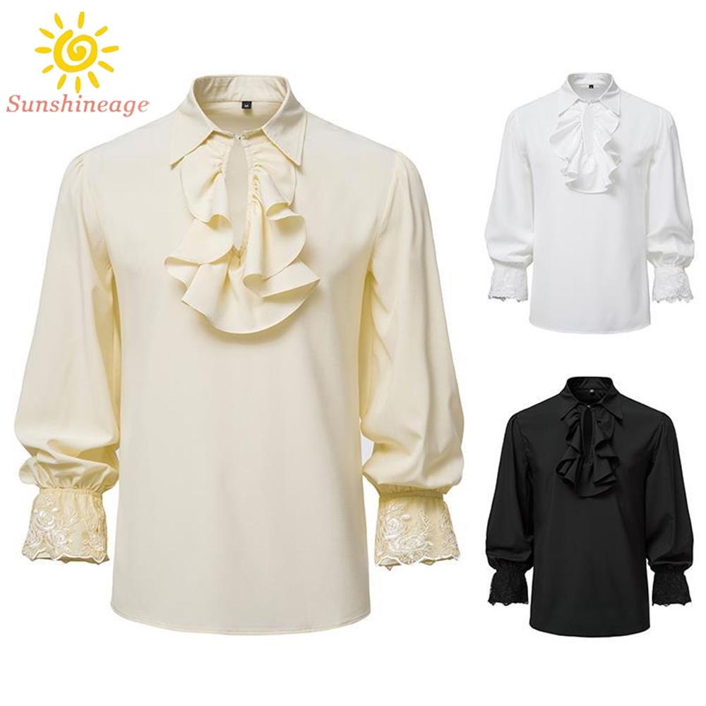 Áo Sơ Mi Thắt Dây Phong Cách Victorian Thoải Mái Cho Nam