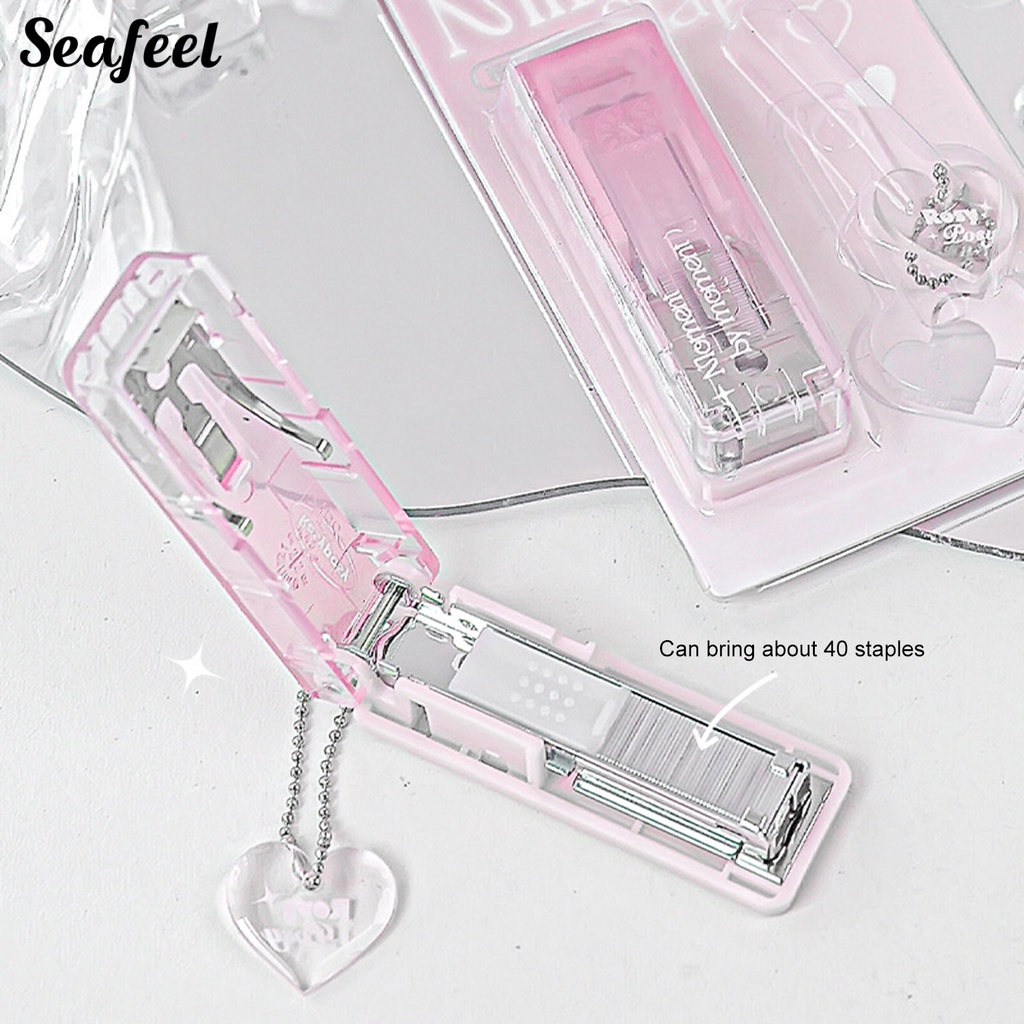 Kẹp Dập Ghim Mini Di Động Thân Thiện Với Môi Trường Có Dây Xích Nhỏ Gọn Cho Văn Phòng / Trường Học