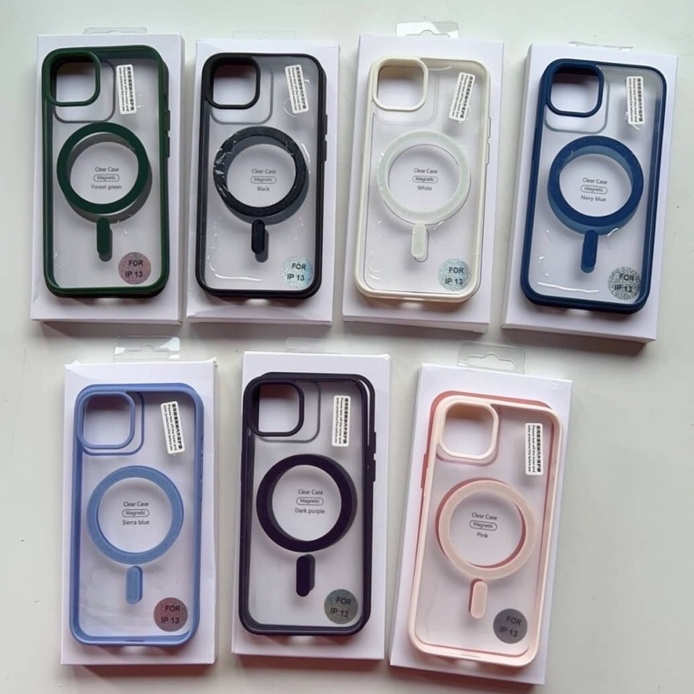 Ốp lưng for iphone 15pro max 14   trong suốt, viền màu Hỗ Trợ sạc không dây từ tính . Dẻo trong, chống ố vàng từ ip7plus->ip13promax