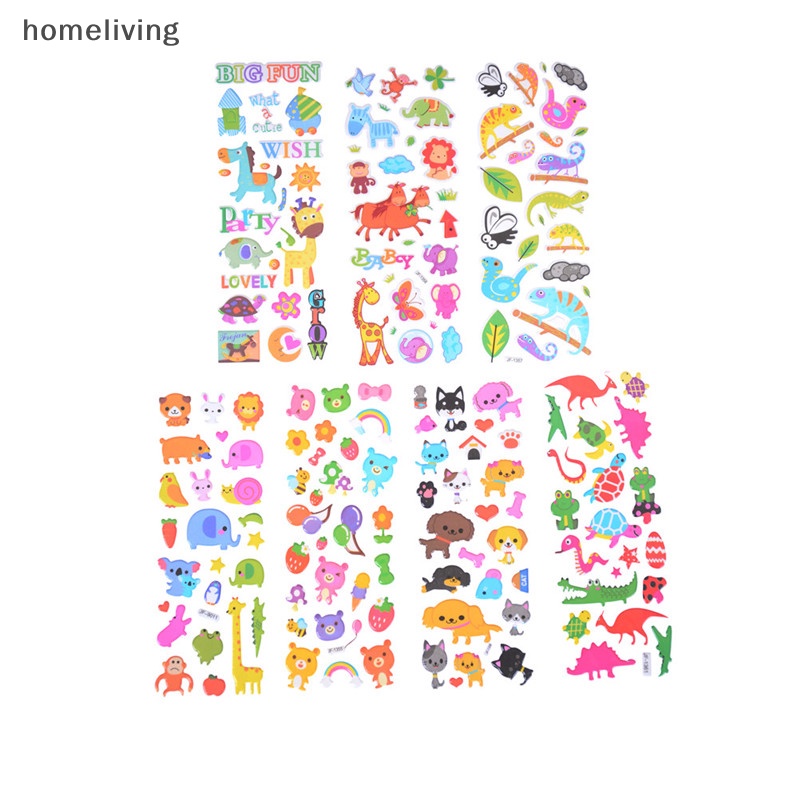 Bộ 6 Tấm Hình Dán Họa Tiết Động Vật Dễ Thương Dùng Làm Đồ Chơi Cho Bé