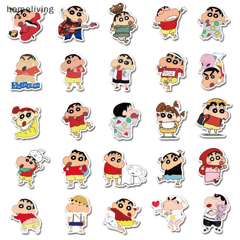 Bộ 50 Miếng Dán Hoạt Hình Cậu Bé Bút Chì Shin-chan Chống Thấm Nước Trang Trí Vali / Laptop / Điện Thoại / Sổ Tay DIY