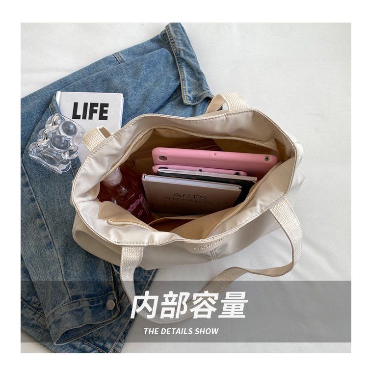 Túi Tote Đeo Vai Bằng Vải Bạt Sức Chứa Lớn 34X33CM Cho Nữ