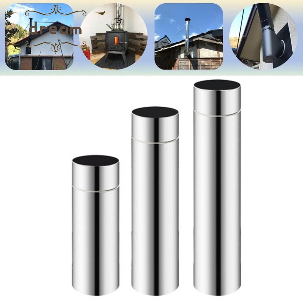 【DREAMLIFE】Stove Pipe 2.3in 20-40cm 20/30/40cm Chimney Flue Liner Stainless Steel