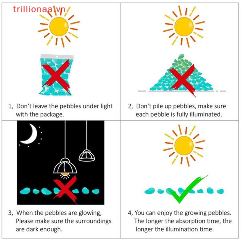Set 100 Viên Đá Dạ Quang Trang Trí Bể Cá