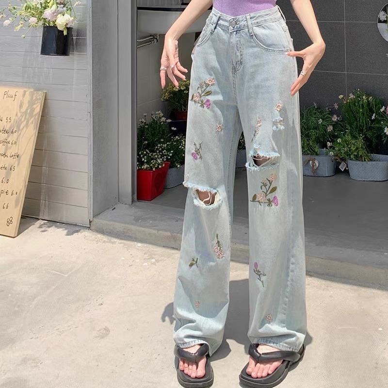 Quần Suông Qc thêu bông hoa 103cm Q322