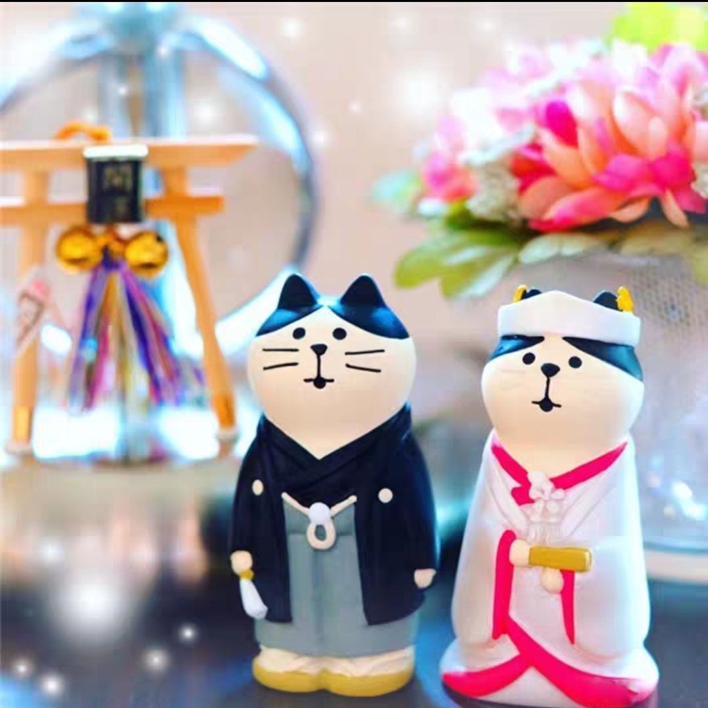 Mô Hình Chú Mèo Bằng Nhựa Resin Kiểu Nhật Bản Dễ Thương Dùng Trang Trí Bánh Cưới / Valentine