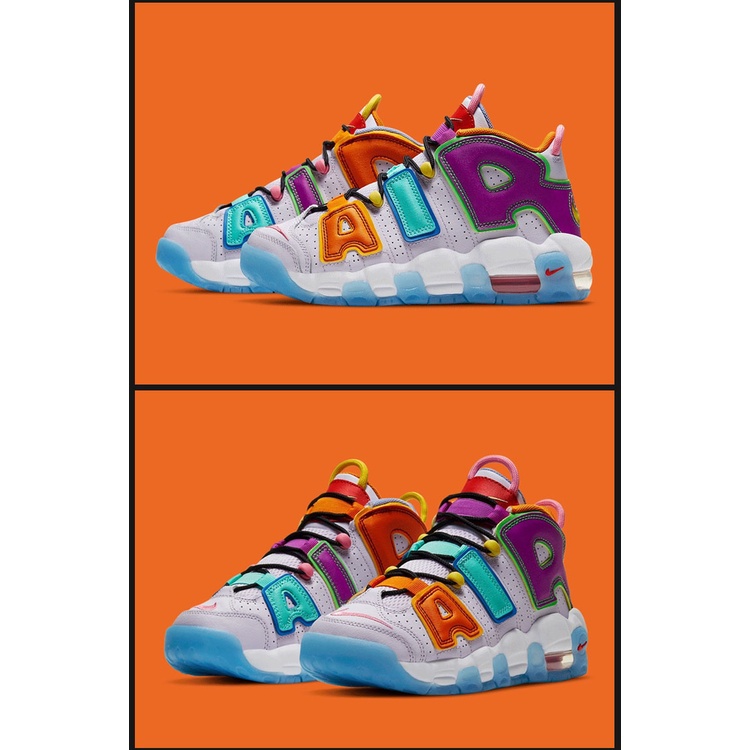 Giày Bóng Rổ Ni Air More Uptempo GS "mix-n-match" Màu Cam / Xanh Dương / Tím 6CQQ