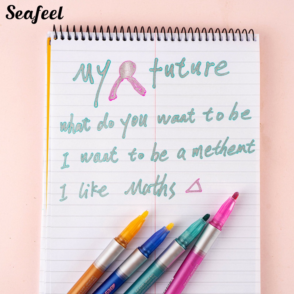 Set 8 Bút Đánh Dấu Hai Đầu Đầu Chống Trượt Thoải Mái Dành Cho Học Sinh