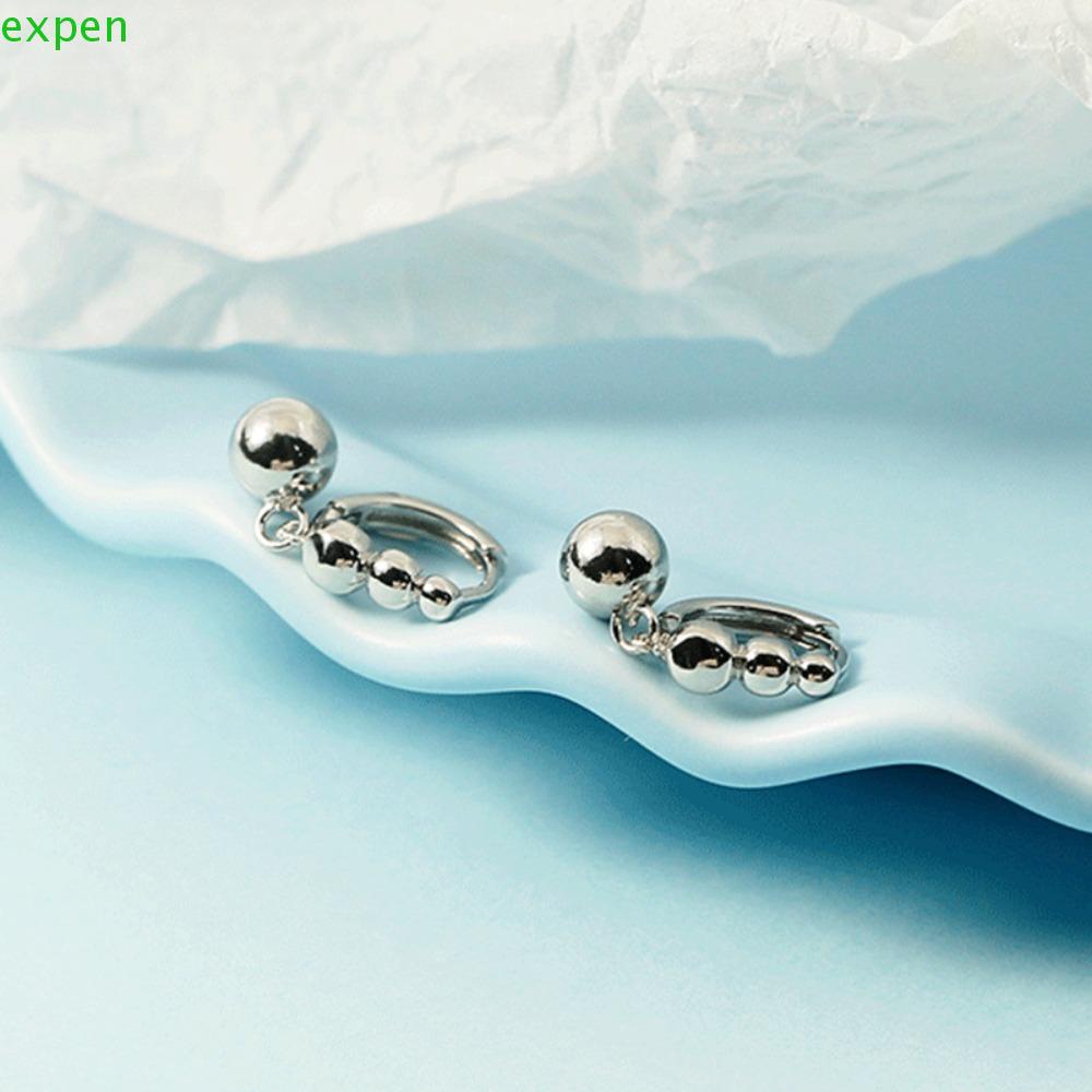 EXPEN Bông Tai Hình Chữ D Bằng Đồng Bóng Không Gây Dị Ứng Thời Trang Ngọt Ngào