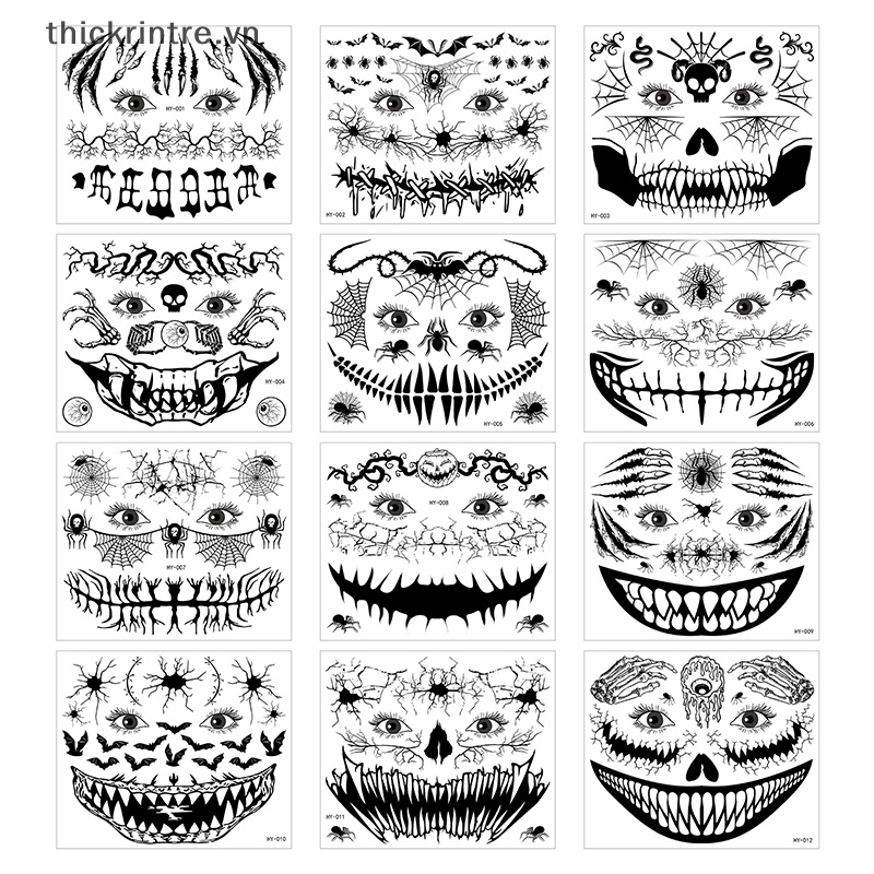 Miếng Dán Hình Xăm Dạ Quang Họa Tiết Đầu Lâu Độc Đáo Cho Ngày Halloween