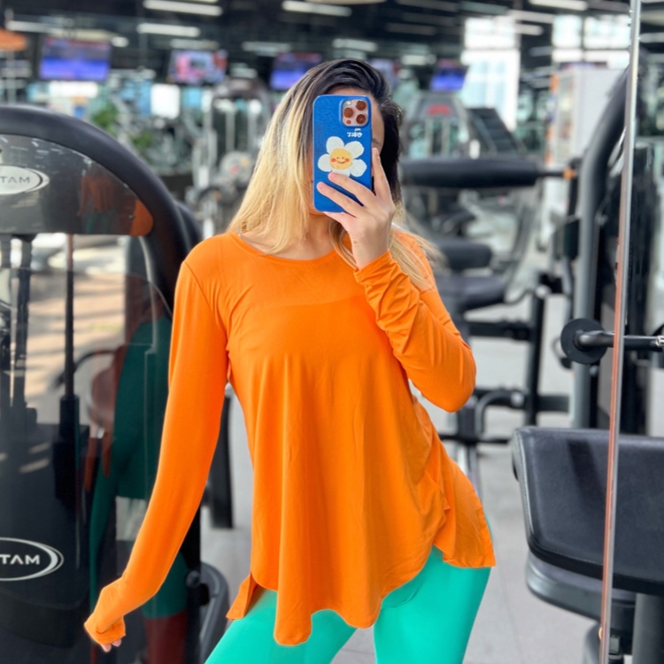 Áo Thun Tay Dài Dáng Rộng Màu Trơn Xẻ Lưng Quyến Rũ Dành Cho Nữ Tập Yoga