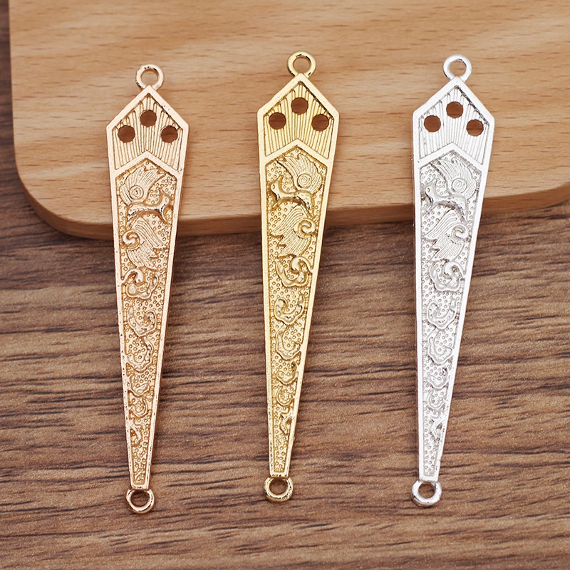 (1 cái)Phiến đúc kim loại hoa tiết 14*75mm, Nguyên liệu làm trang sức cổ trang, Nguyên liệu diy