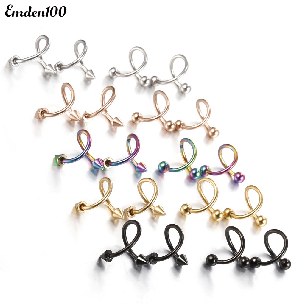 Set 5 Khuyên Mũi Bằng Thép Không Gỉ Đính Đá Thời Trang