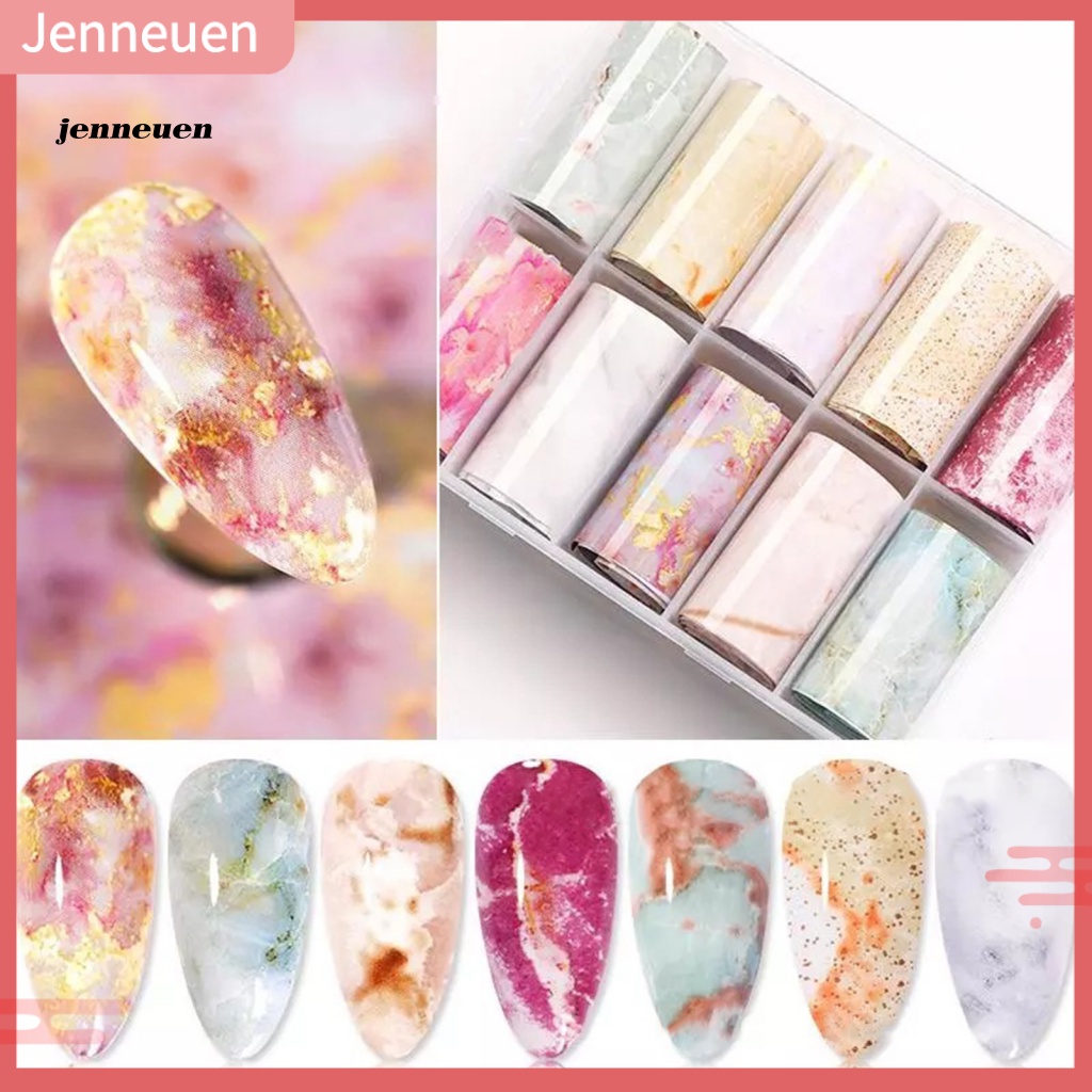 Hộp 10 Cuộn Nhãn Dán Móng Tay Nhiều Màu Sắc Tinh Tế