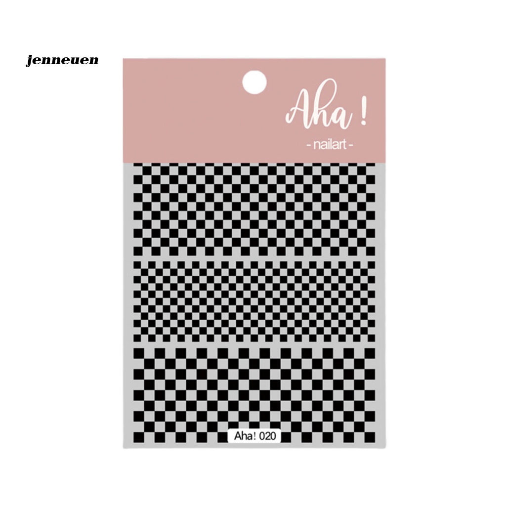 Nhãn Dán Móng Tay Tự Dính Họa Tiết Caro Trắng Đen Lâu Trôi