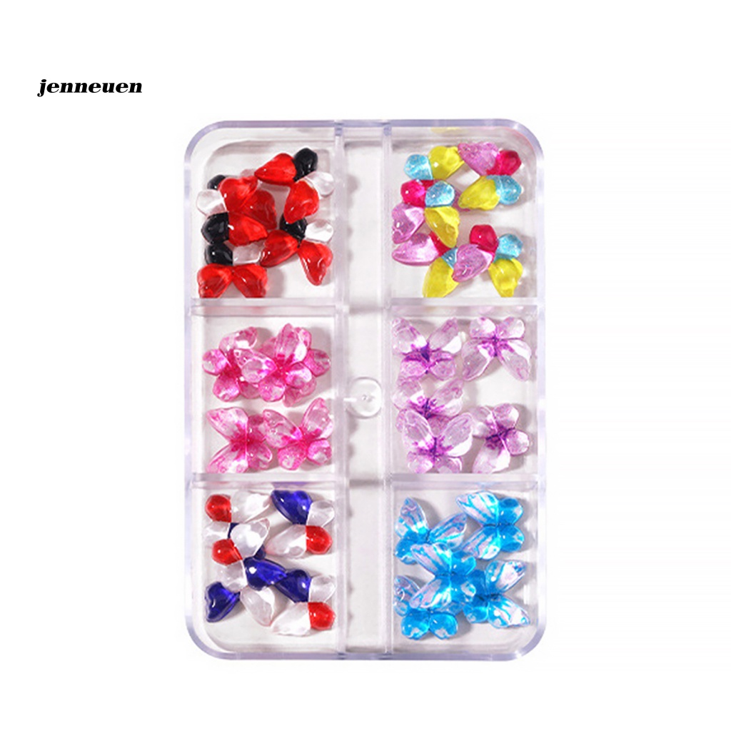 Jen 1 Hộp Nhãn Dán Trang Trí Móng Tay Mini Hình Động Vật / Thỏ / Gấu Bướm / Gấu Đáng Yêu Cho Salon