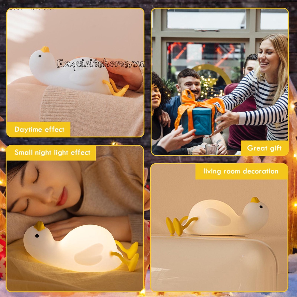 Đèn Ngủ 3 Bánh Răng 900mAh Bằng Silicone Hình Vịt Dùng Trang Trí Tiệc