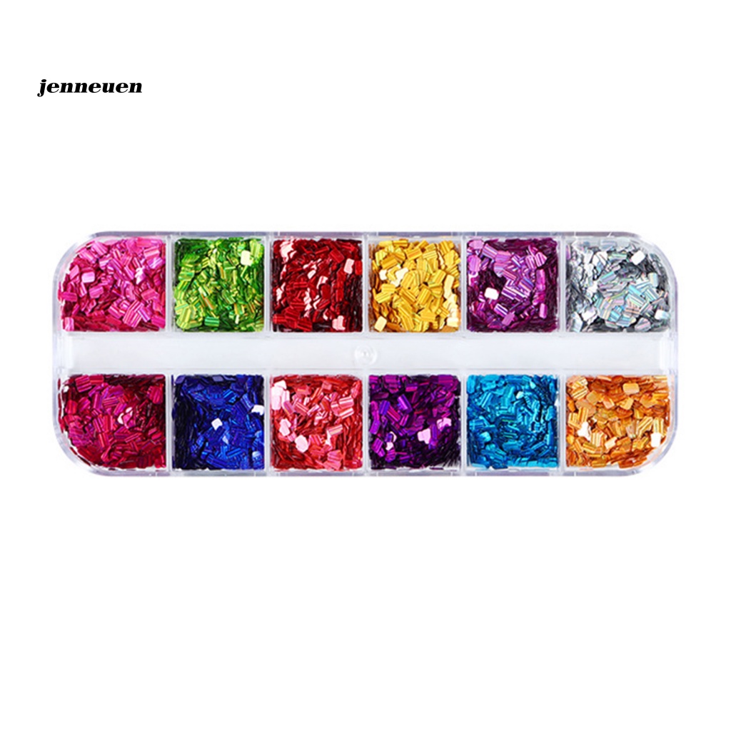 Hộp 12 Ngăn Đựng Hạt Kim Sa Trang Trí Móng Tay Thông Dụng