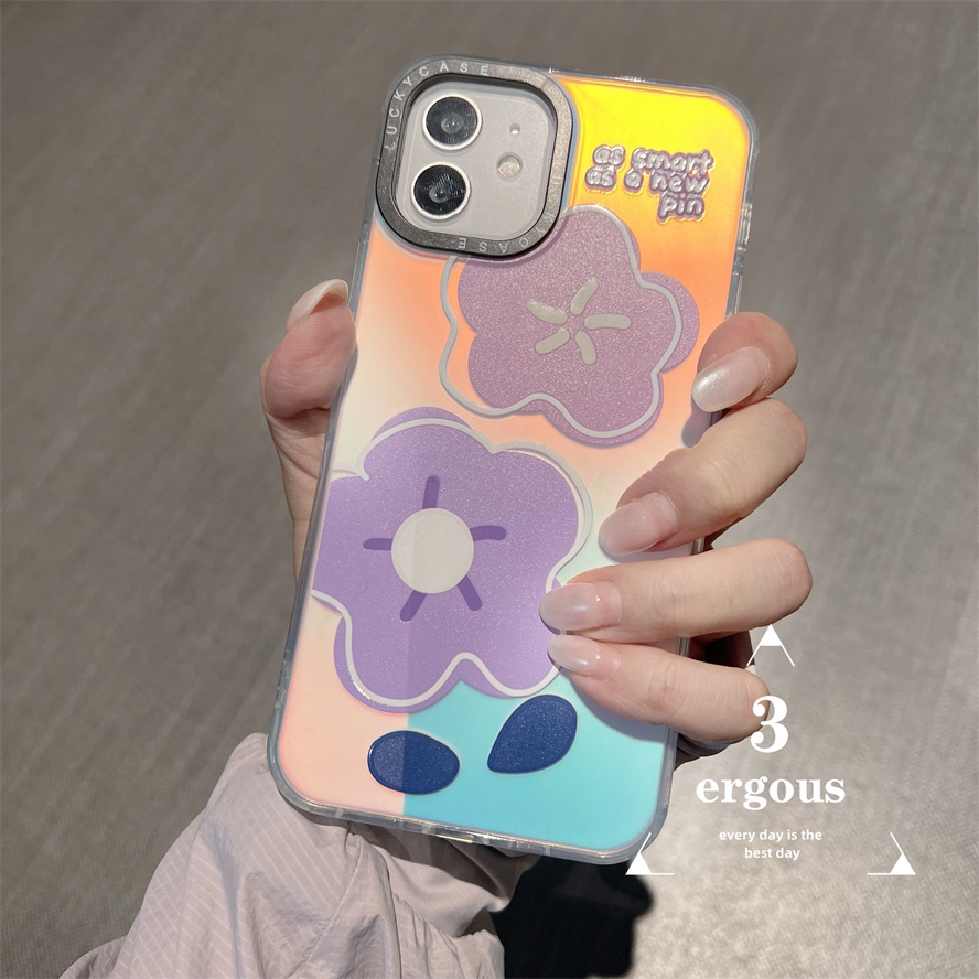 Ốp Điện Thoại Silicon Mềm Chống Sốc Họa Tiết Hoa Màu Laser Cho iPhone 14 13 12 11 Pro Max SE2020 X Xr Xs Max 8 7 Plus