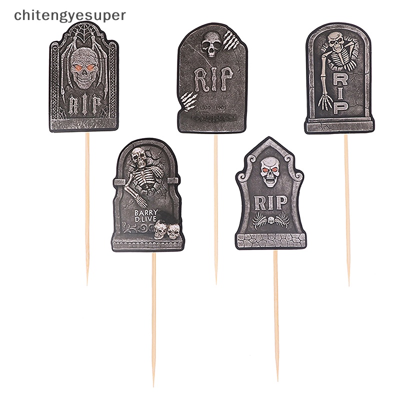 Set 8 Thẻ Trang Trí Bánh Cupcake Chủ Đề Halloween