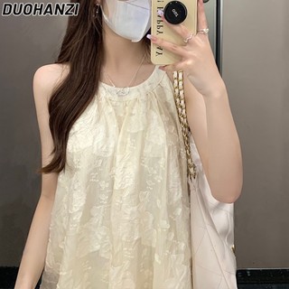 Đầm hai dây DUOHANZI dáng rộng phong cách Hàn Quốc thời trang mùa hè cho nữ