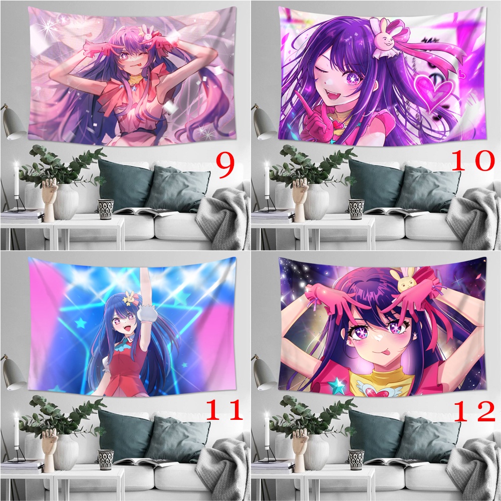 Thảm Treo Tường Trang Trí Phòng Ngủ In Hình OSHI NO KO Hoshino Ai Kèm Kẹp Chất Liệu Polyester