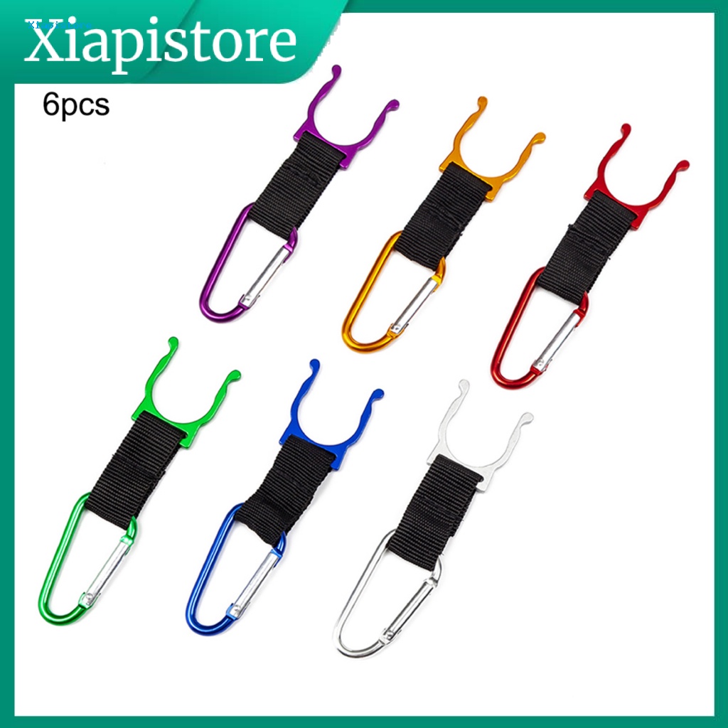 Set 6 Giá Đỡ Bình Nước Có Móc Kẹp Tiện Dụng Khi Đi Cắm Trại / Leo Núi