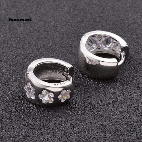 Đôi Khuyên Tai Mạ Bạc Trang Trí Hoa Đính Đá Thời Trang Cho Nữ