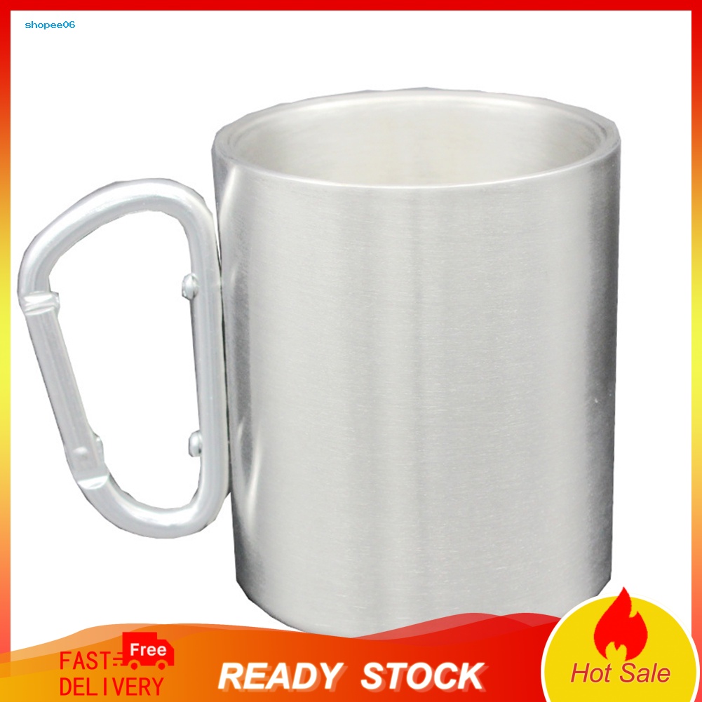 Cốc Uống Nước Cách Nhiệt Bằng Thép Không Gỉ Hai Lớp 330ml Có Tay Cầm Tiện Lợi Dành Cho Đi Du Lịch