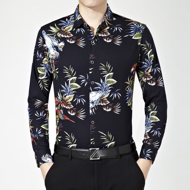 Áo Sơ Mi Nam Dài Tay In Họa Tiết Thời Trang