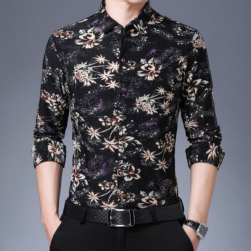 Áo Sơ Mi Nam Dài Tay In Họa Tiết Thời Trang