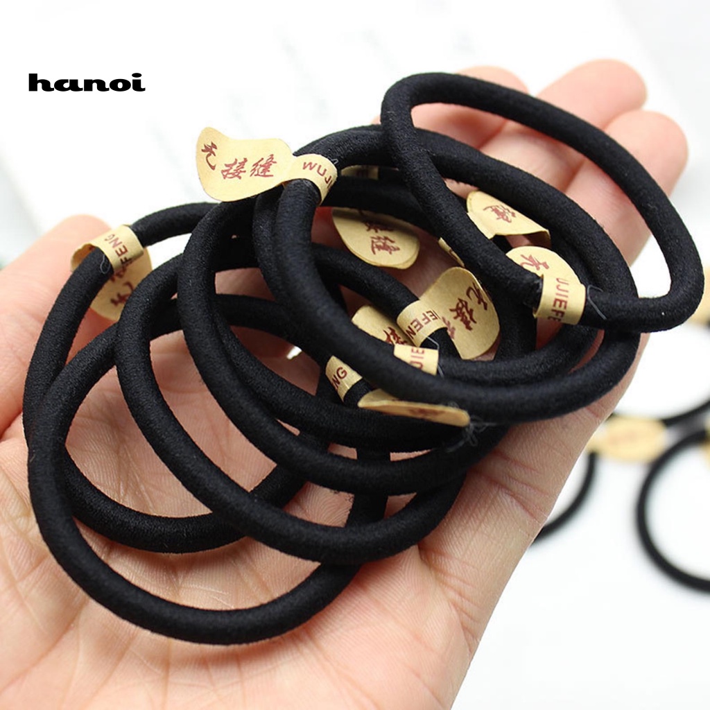 Dây Buộc Tóc Dày Dặn Màu Đen Độ Co Giãn Cao Không Đường May Chống Mài Mòn Cho Nữ