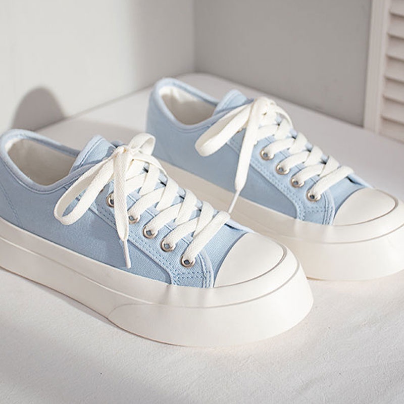 Giày vải canvas MINGSHENG đế dày mũi tròn dễ thương đa năng cho nữ