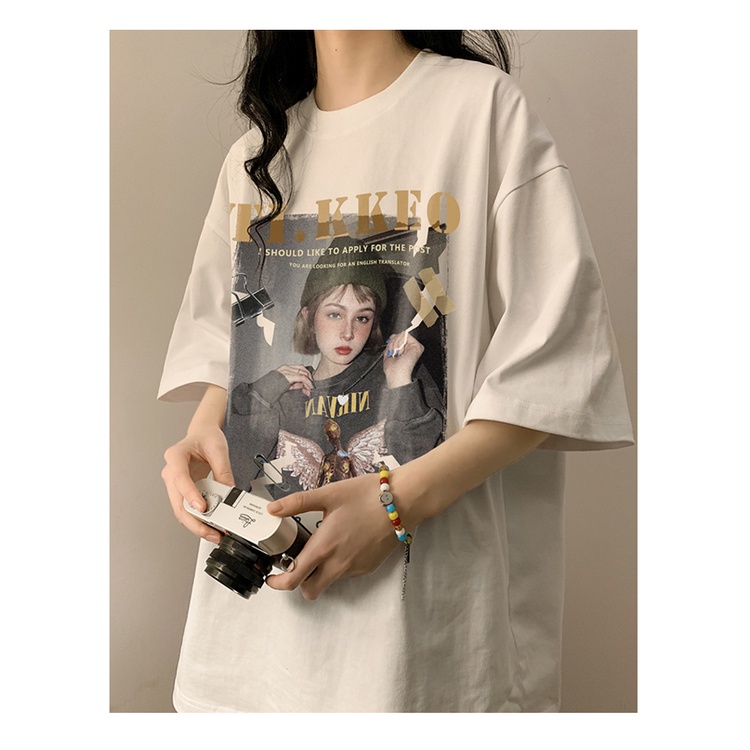 Áo Thun Form Rộng In Họa Tiết Phong Cách Hip Hop Thời Trang Cho Nữ
