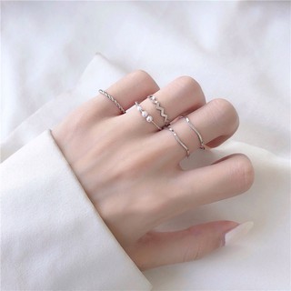 Nhẫn sóng đơn giản Bộ nhẫn đuôi khí chất cá nhân dành cho nữ