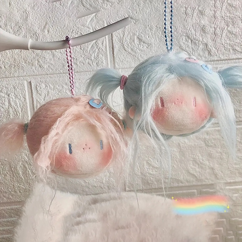 Bông búp bê đầu móc khóa đồ chơi sang trọng túi học sinh sáng tạo mặt dây chuyền cô gái quà tặng sinh nhật