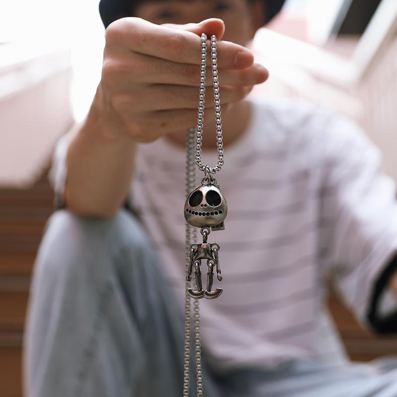 Vòng cổ Hình Bộ Xương Người Ngoài Hành Tinh Phong Cách Punk Hip Hop Vui Nhộn Cho Nam Và Nữ