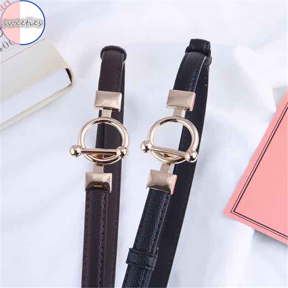 Thắt lưng da PU phối khóa kim loại dạng tròn thời trang dành cho nữ