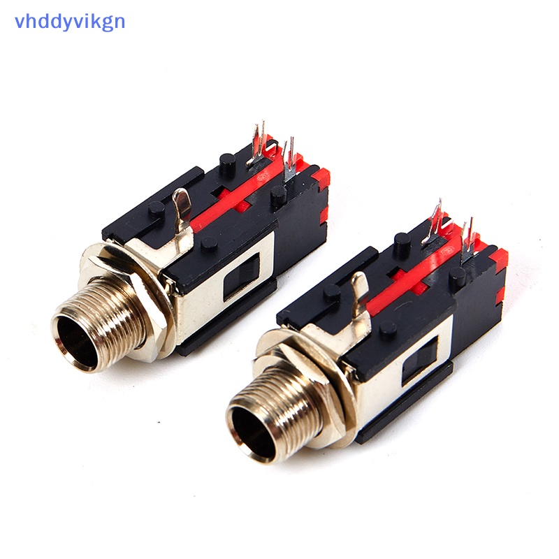 Set 2 Đầu Nối Jack Cắm Âm Thanh 6.35mm 1 / 4 2Pin Chuyên Dụng