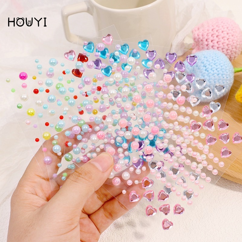 Hạt Đá 3D Nhiều Màu Sắc Bằng Acrylic Trang Trí Mặt Trái Tim