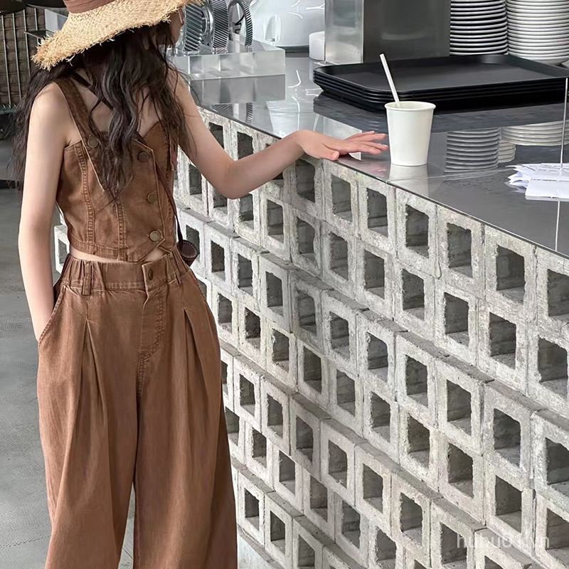 Bộ Áo Denim Hai Dây + Quần Dài Ống Đứng Phong Cách Hàn Quốc 2023 Cho Bé Gáihuhu01.vnhuhu01.vnhuhu01.vn