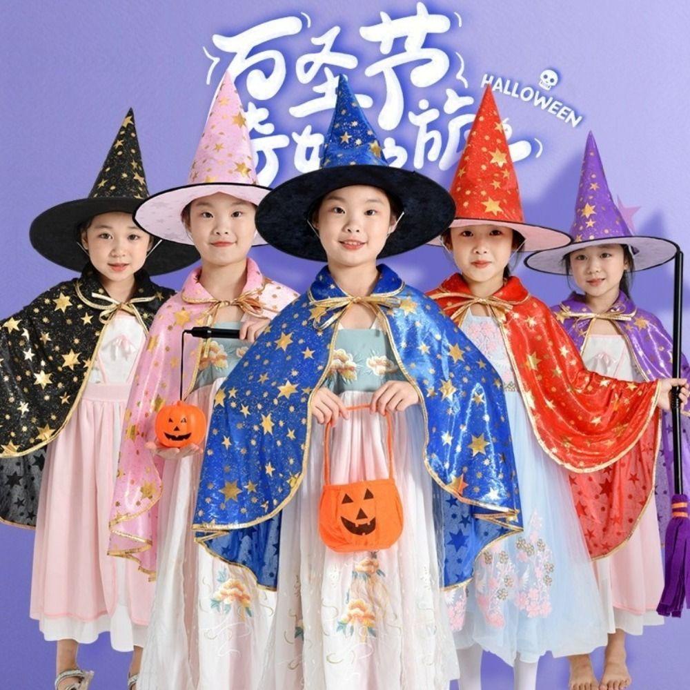 HEALMEYOU Áo Choàng Phù Thủy Kèm Nón Nhiều Màu Sắc Cho Bé Hóa Trang halloween