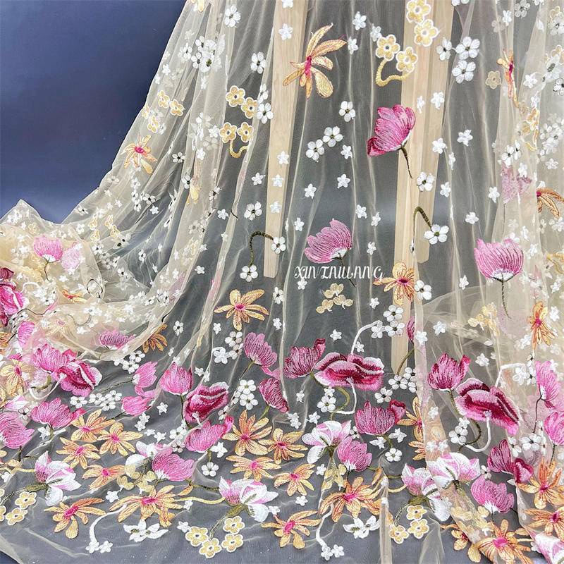 Vải Thêu Hoa Cao Cấp 1Yard